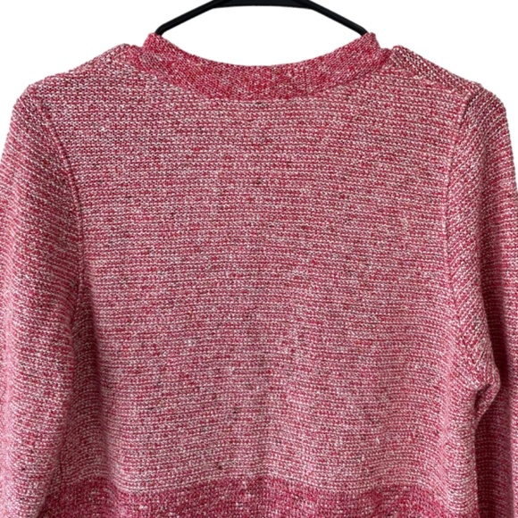 STEFAN GREEN RED WHITE & PINK TEXTURED KNIT OPEN FRONT CARDIGAN SIZE 3 (LARGE) - Picture 9 of 13